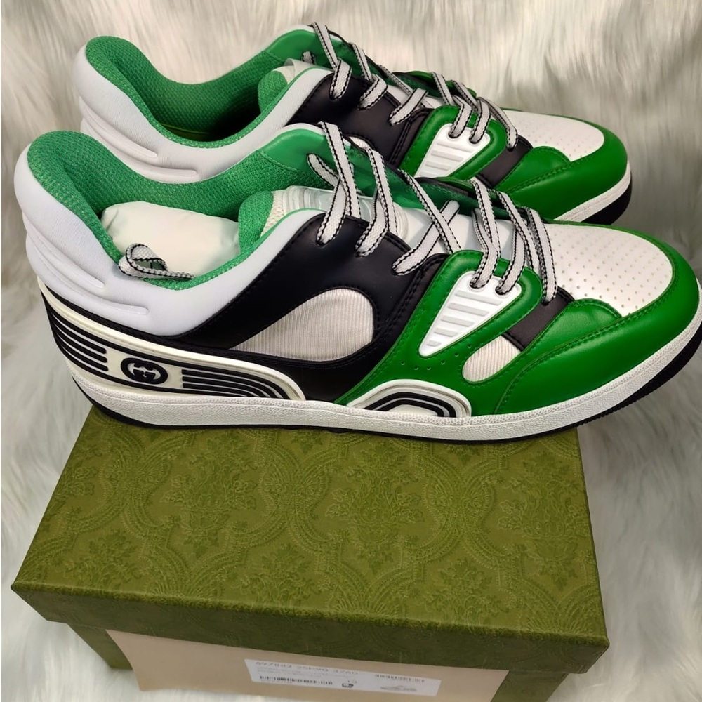 Green and White Men's Sneakers